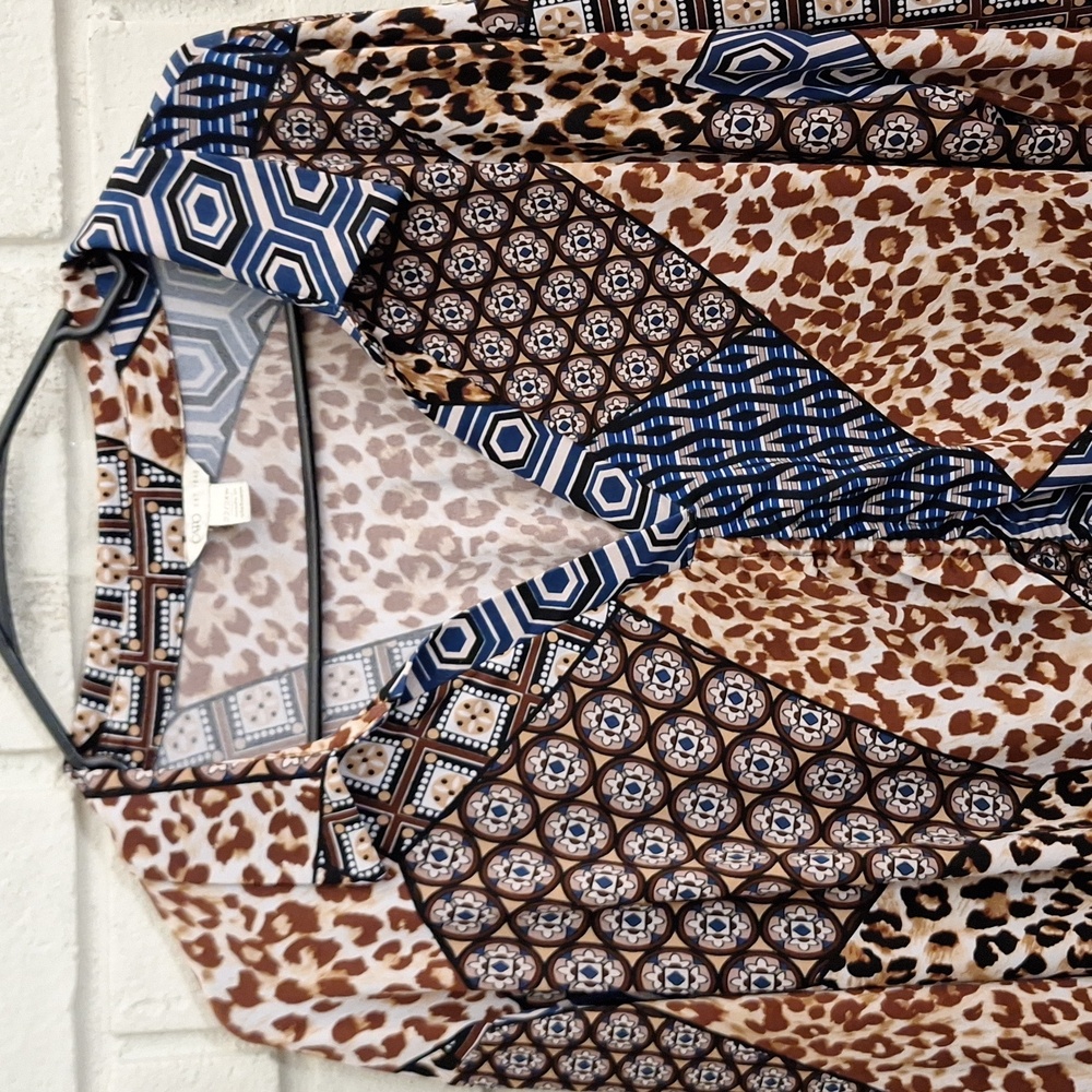 Cato Multicolor V-Neck Patchwork Soft & Stretchy … - image 2